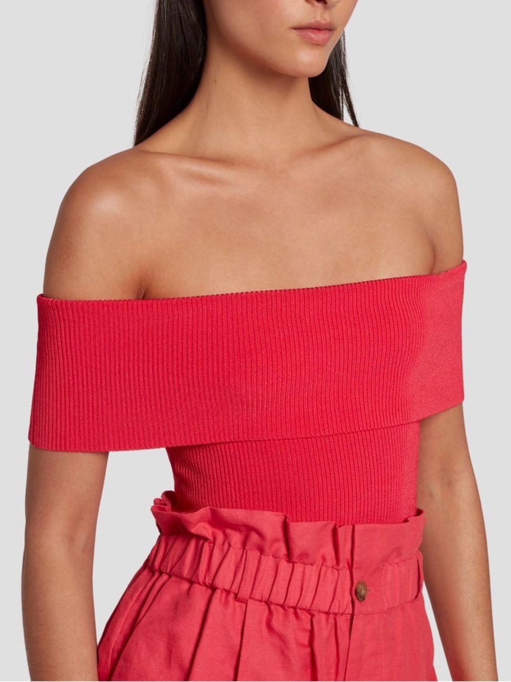 7 For All Mankind Off-the-Shoulder Ribbed Sweater - Picture 7 of 10